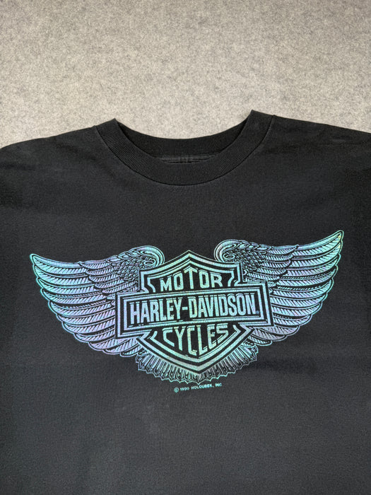 Vintage Harley Davidson Iridescent Logo Tee Black | Vitnage Clothing Store Canada