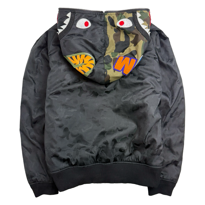 BAPE Shark Insulated Full Zip Jacket Mono Camo Black (USED) | Vitnage Clothing Store Canada