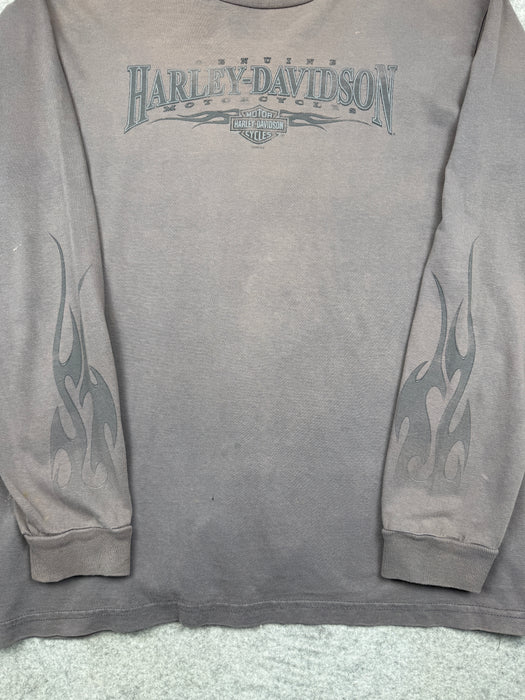 Vintage Harley Davidson New Jersey Flame Dice L/S Tee Faded Grey | Vitnage Clothing Store Canada