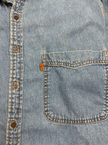 (L) Vintage Levis Orange Tab Denim Light Washed Button Up