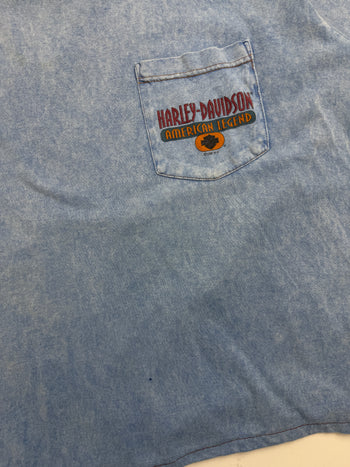 Vintage 1996 Harley Davidson Lynchburg Virginia Cropped Tee Blue