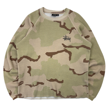 Stussy Raglan Thermal L/S Tee Sand Camo (USED)