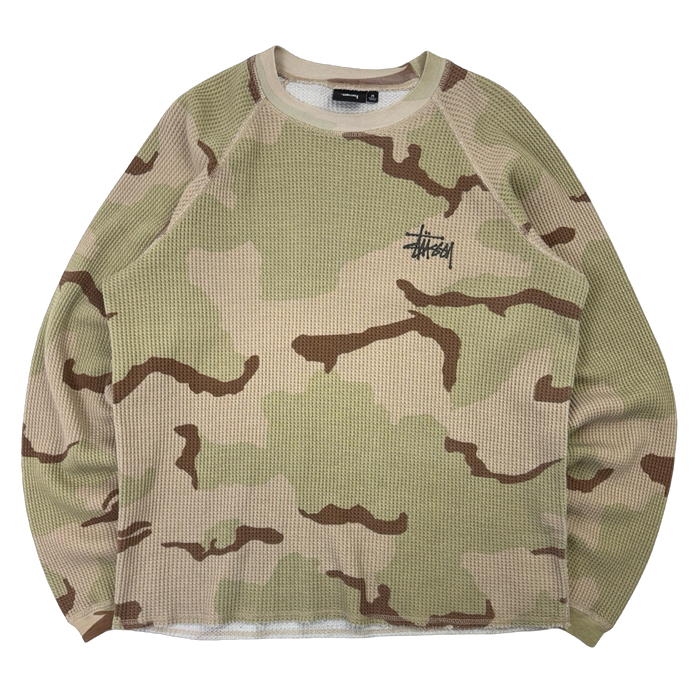 Stussy Raglan Thermal L/S Tee Sand Camo (USED) | Vitnage Clothing Store Canada