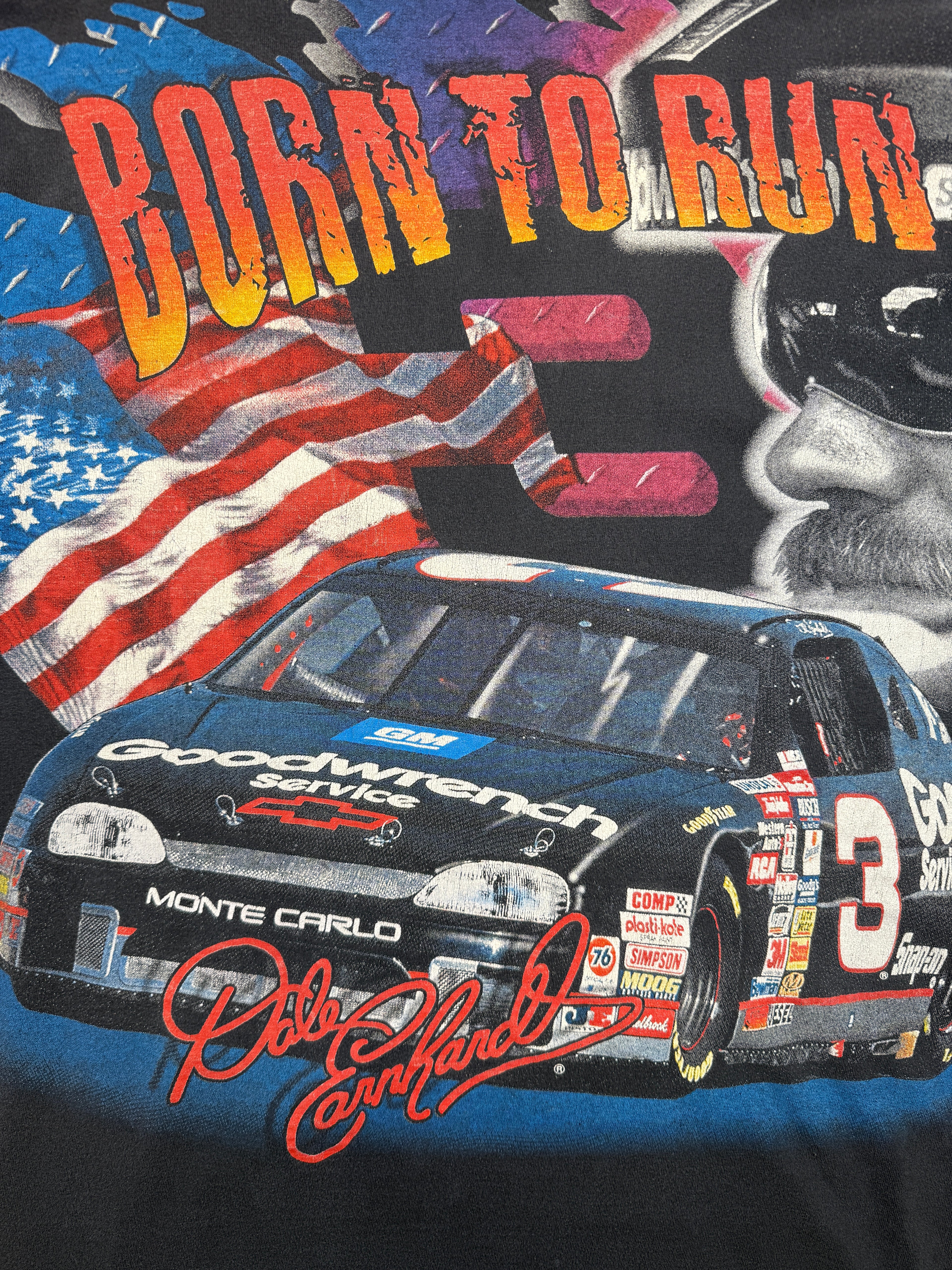 Vintage 90's Nascar Dale Earnhardt AOP Faded Tee Black
