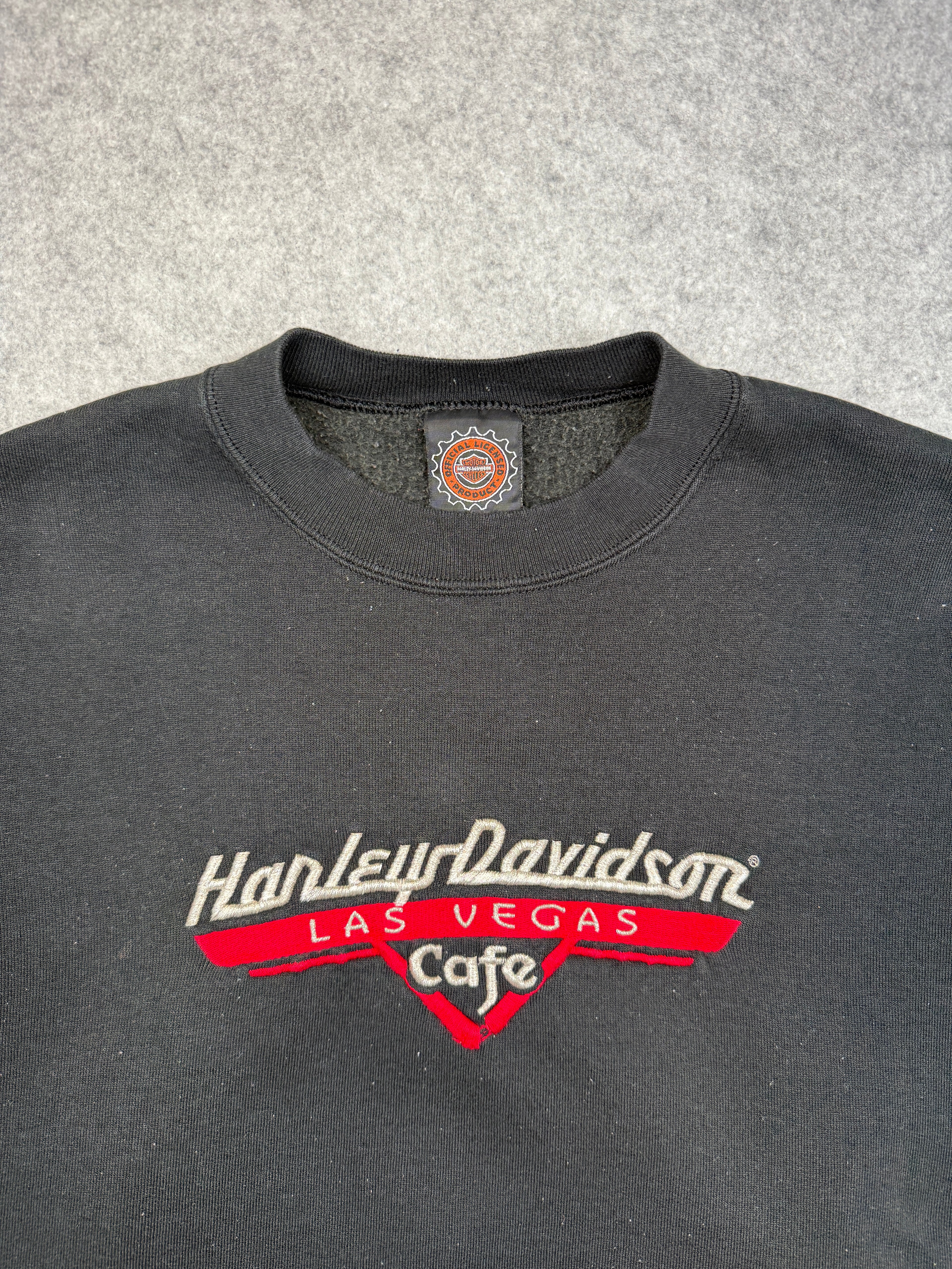 Vintage Harley Davidson Cafe Crewneck Black