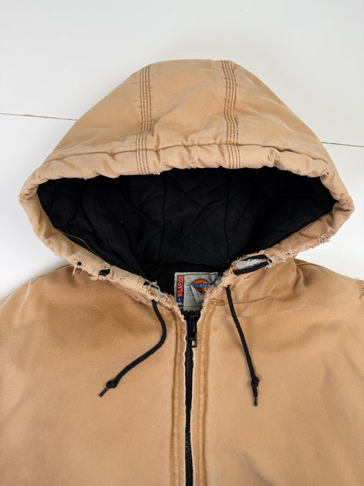 Vintage Dickies Distressed Hooded Work Jacket Beige | Vitnage Clothing Store Canada