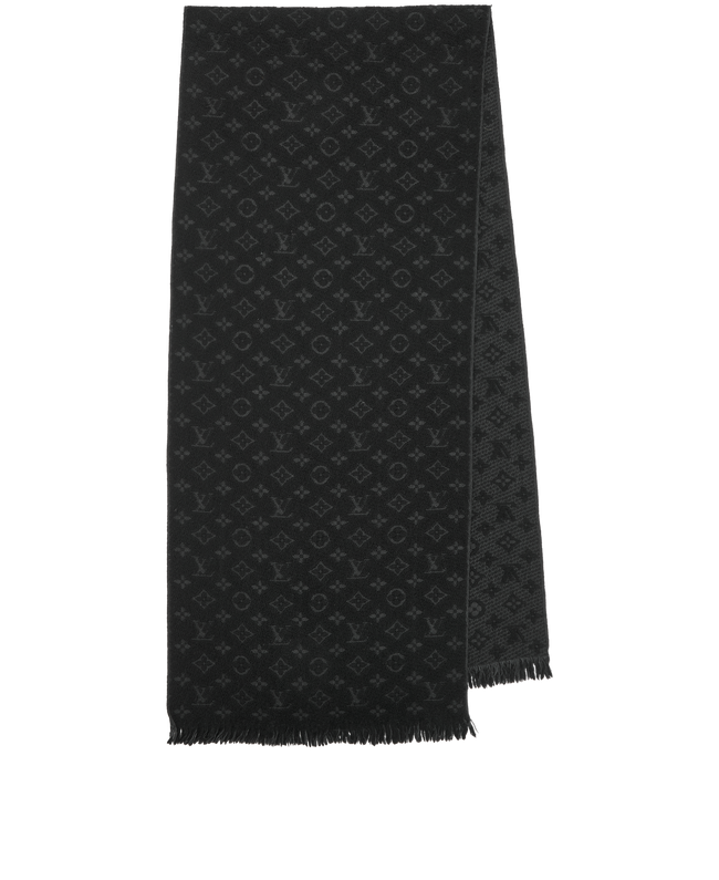 Louis Vuitton Wool Monogram Scarf Black