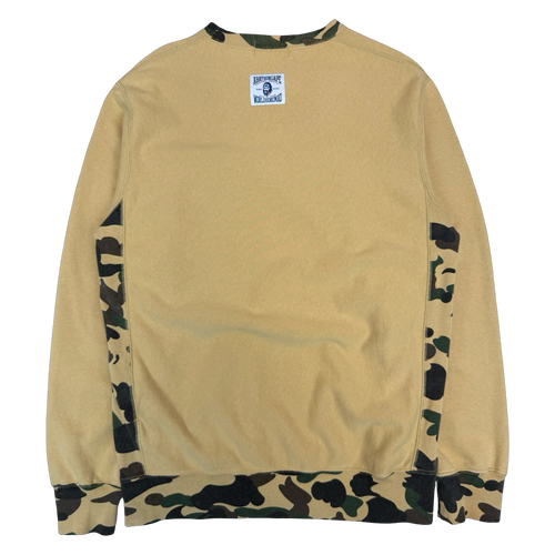 BAPE 1st Camo Rib Stone Wash Crewneck Yellow (USED) | Vintage Clothing Store Canada
