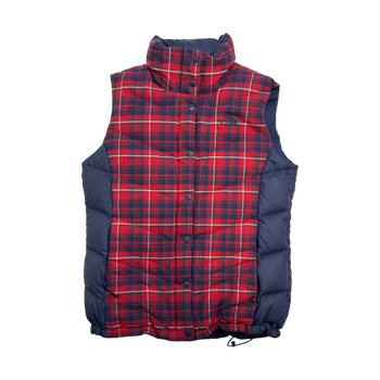 (M) The North Face Plaid Puffer vest