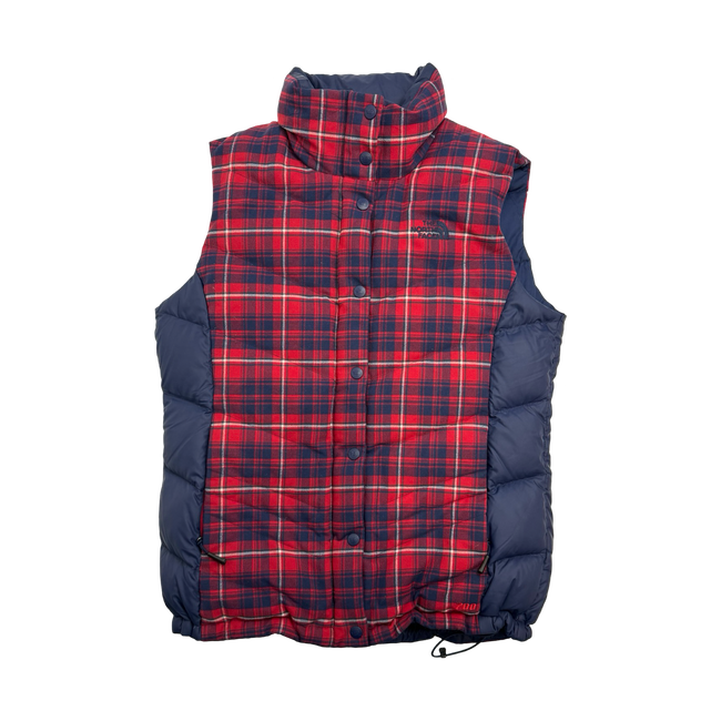 (M) The North Face Plaid Puffer vest