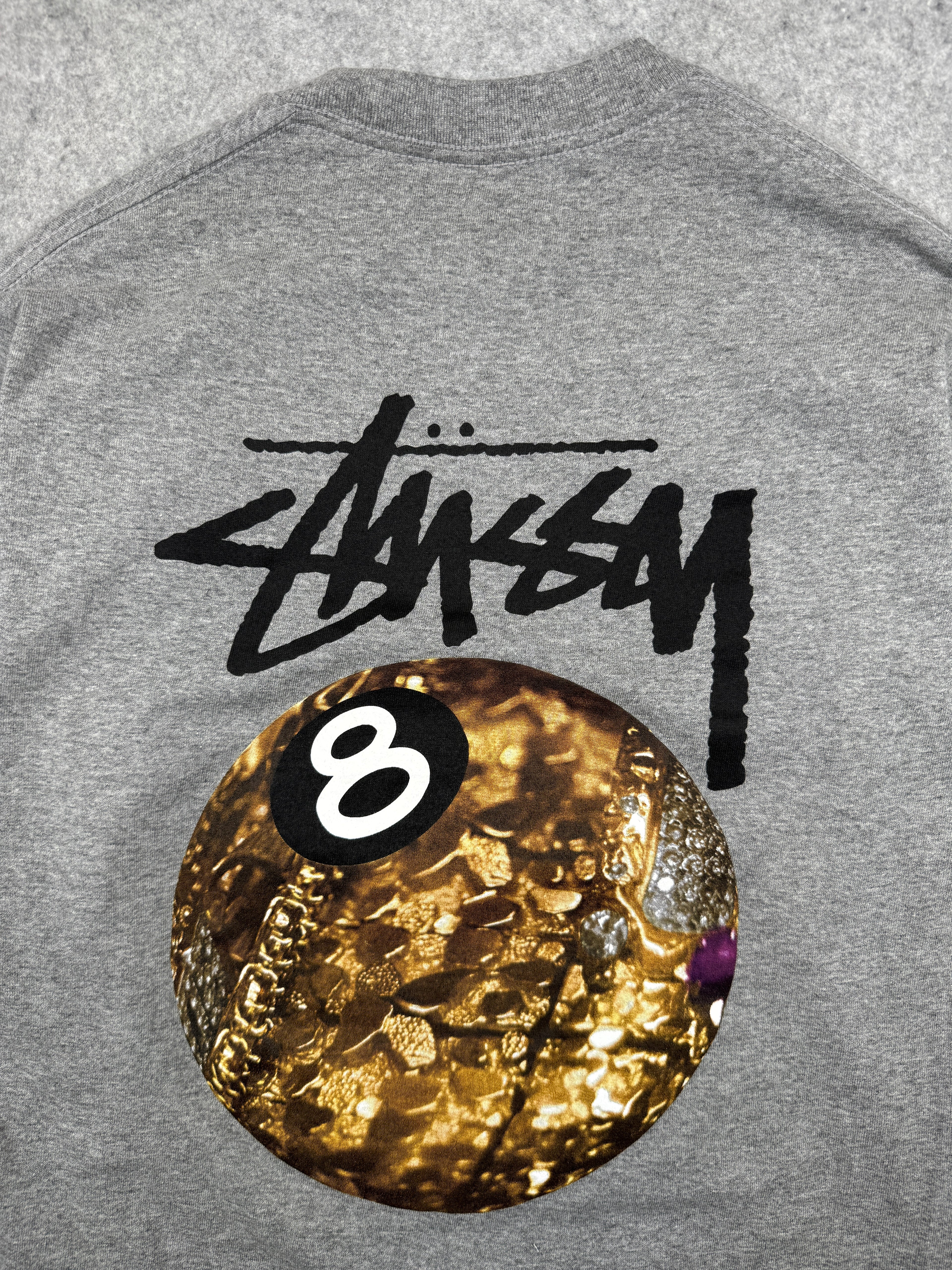 Vintage Stussy Golden 8 Ball L/S Tee Grey