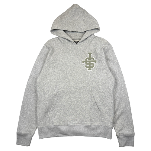 Vintage Stussy SS Varsity Logo Hoodie Heather Grey | Vintage Clothing Store Canada