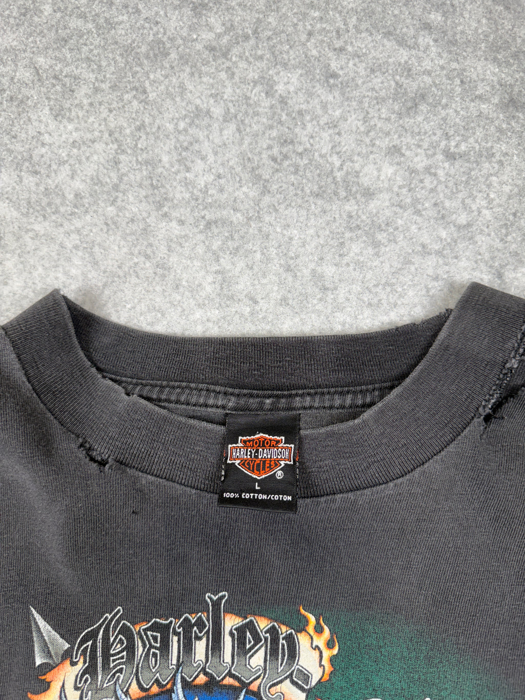 Vintage Harley Davidson Eagle Korea Seoul Tee Black
