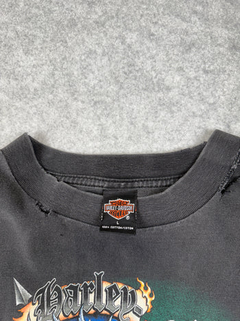Vintage Harley Davidson Eagle Korea Seoul Tee Black