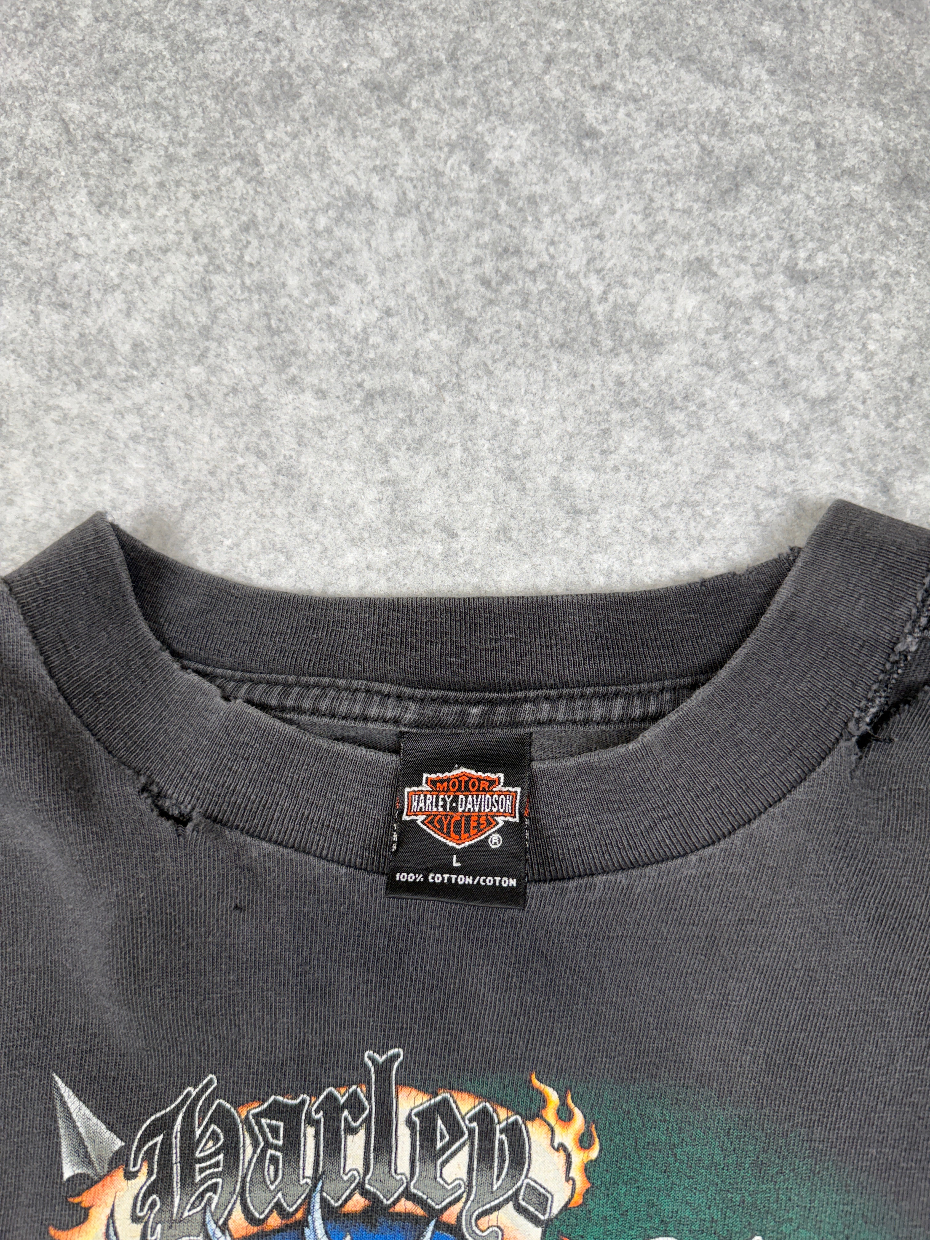 Vintage Harley Davidson Eagle Korea Seoul Tee Black