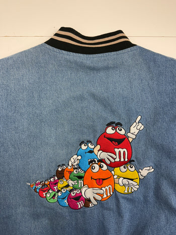 Vintage 1998 M&M's Denim Varsity Jacket
