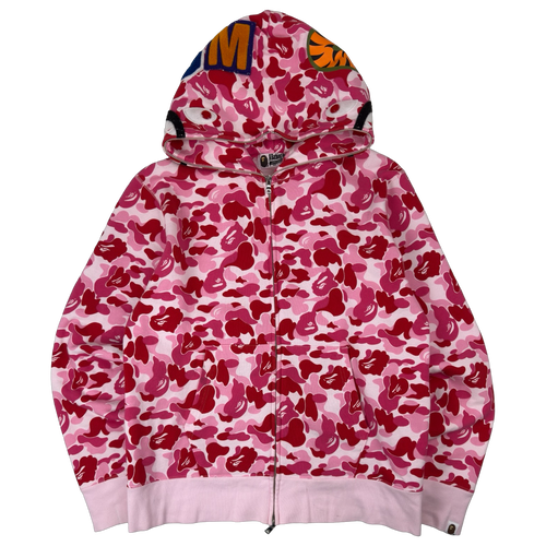 BAPE Big ABC Camo Shark Full Zip Hoodie Pink (USED) | Vintage Clothing Store Canada
