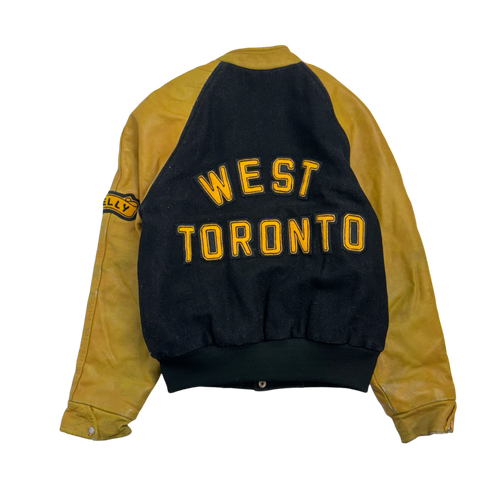 (XS) Vintage West Toronto Varsity Jacket Yellow | Vintage Clothing Store Canada