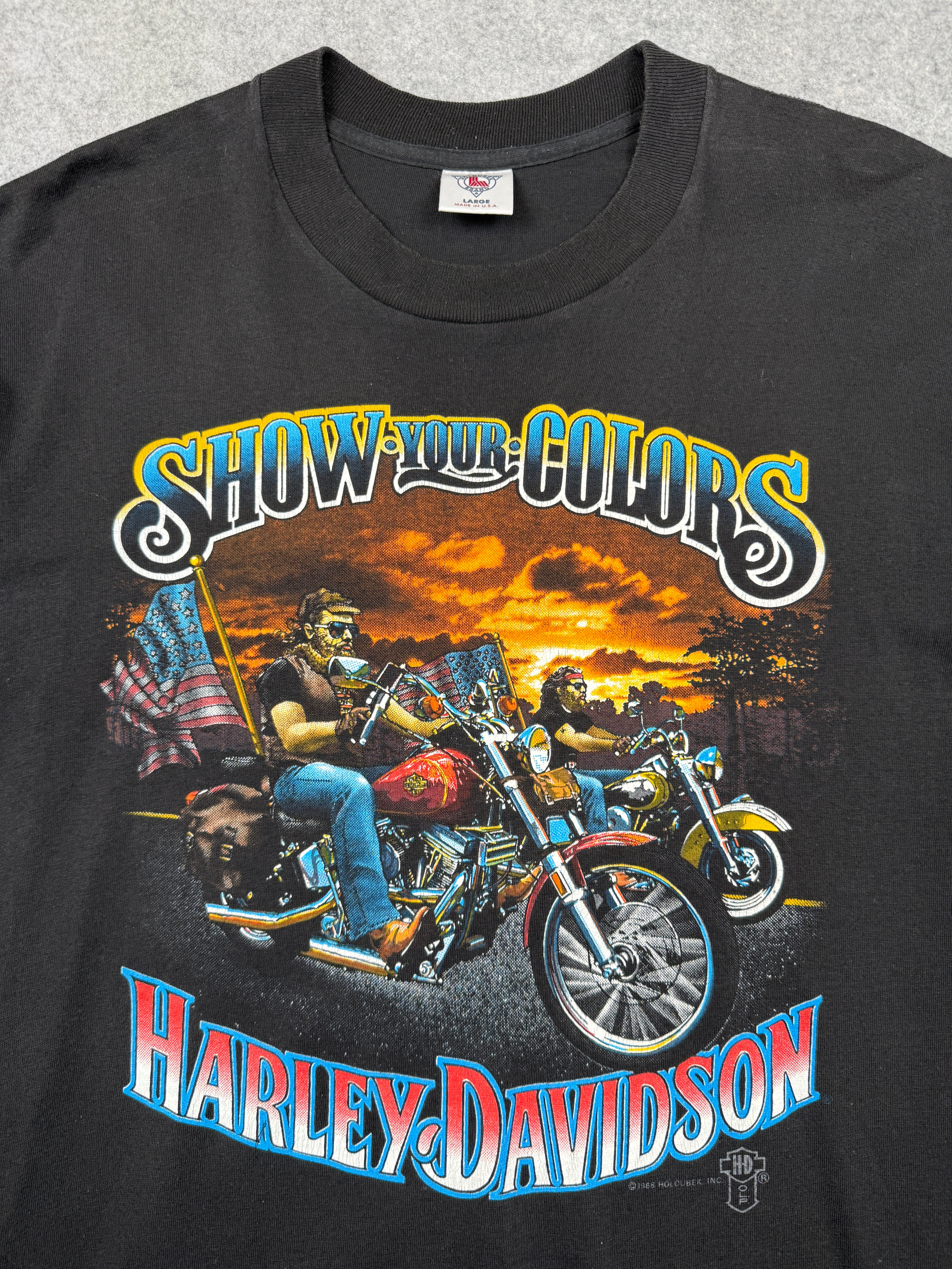 Vintage Harley Davidson Show Your Colors Tee Black