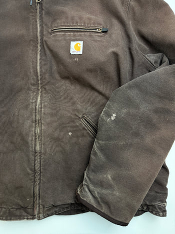 Carhartt Sherpa Lined Hooded Work Jacket Brown