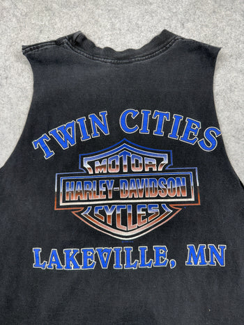 Vintage Harley Davidson Santa Sleeveless Tee Black