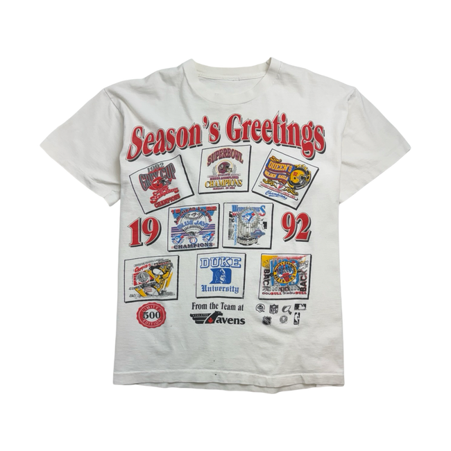 Vintage '92 Season Greetings Sports Tee White