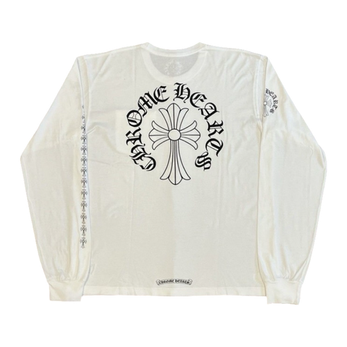 Chrome Hearts Neck Script Cross L/S Pocket Tee White | Vintage Clothing Store Canada