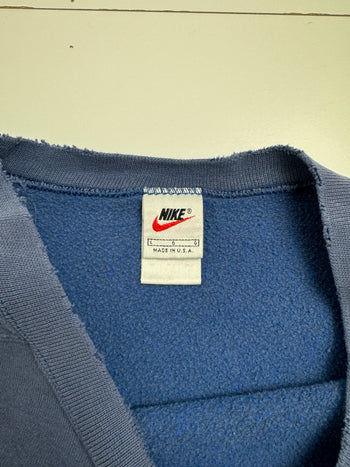 (L) Vintage 90s Nike Side Embroidered Swoosh Sweatshirt Blue