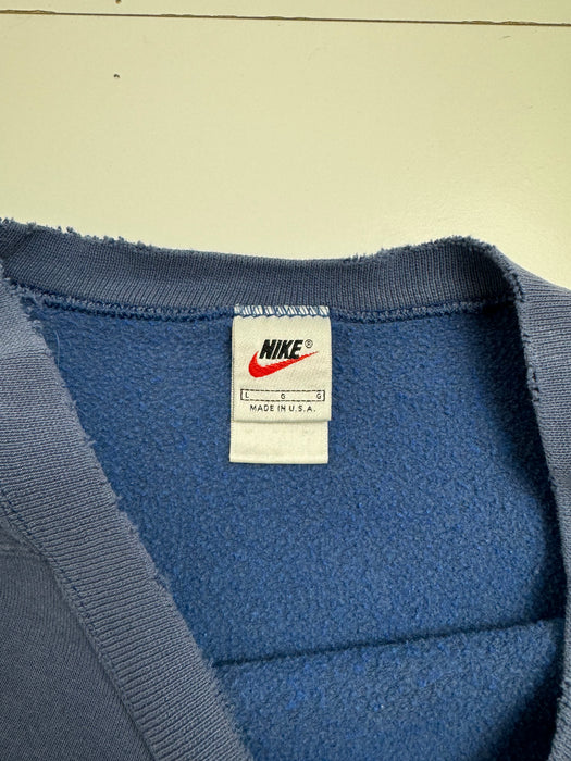 (L) Vintage 90s Nike Side Embroidered Swoosh Sweatshirt Blue | Vitnage Clothing Store Canada