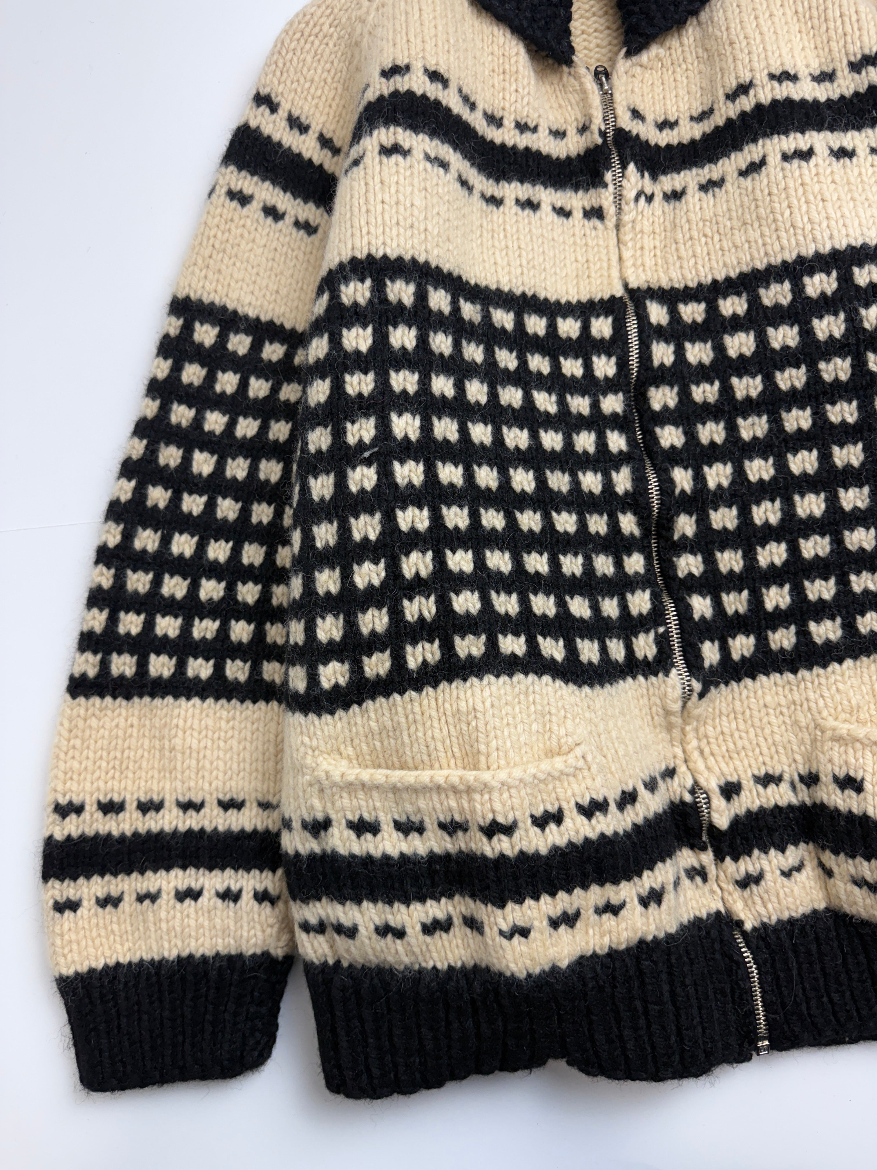 Vintage Cowichan Nordic Fair Knitted Zip Up Sweater