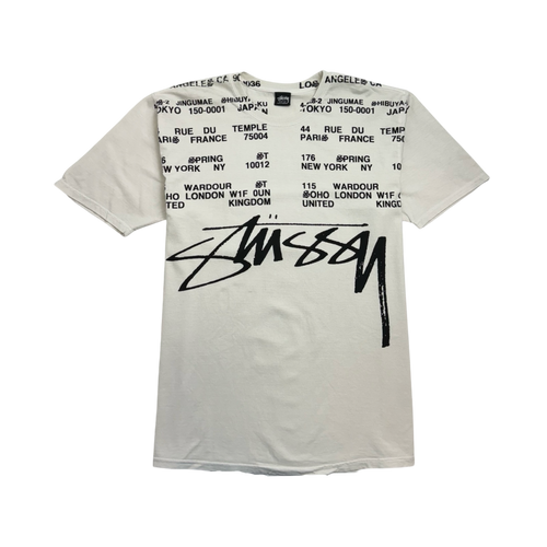 Stussy Locations Pigment Dyed Tee Natural (USED) | Vintage Clothing Store Canada