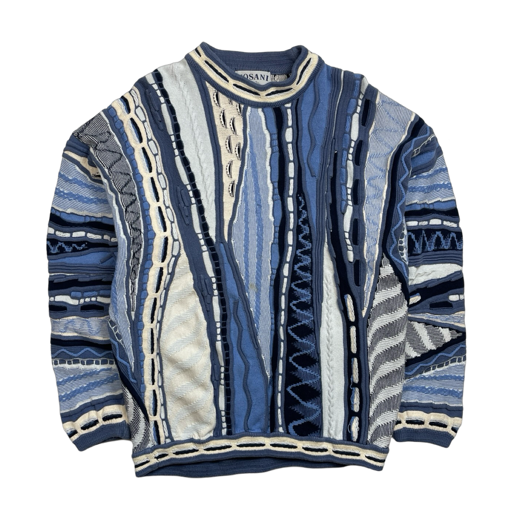 Vintage Tosani 3D Textured Knit Sweater Blue