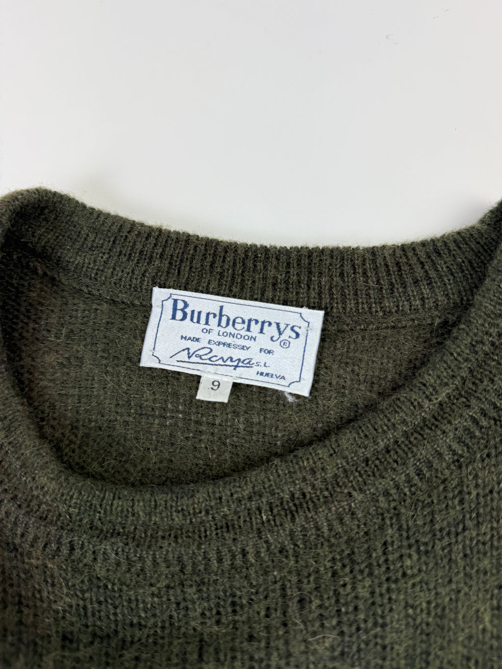 Vintage Burberry Wool Knit Sweatshirt Olive