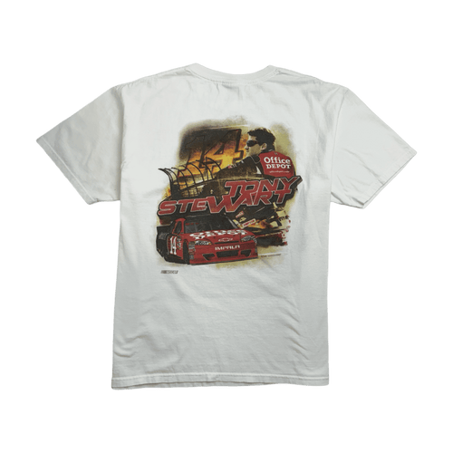 (L) Vintage 2000s Nascar Tony Stewart Tee White | Vintage Clothing Store Canada