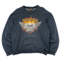 Vintage Harley Davidson Flame Spell Out Distressed Sweatshirt Black