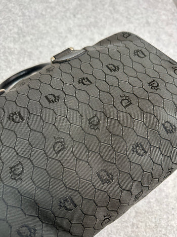 Christian Dior Canvas Vintage Honeycomb Jacquard Bag Gray