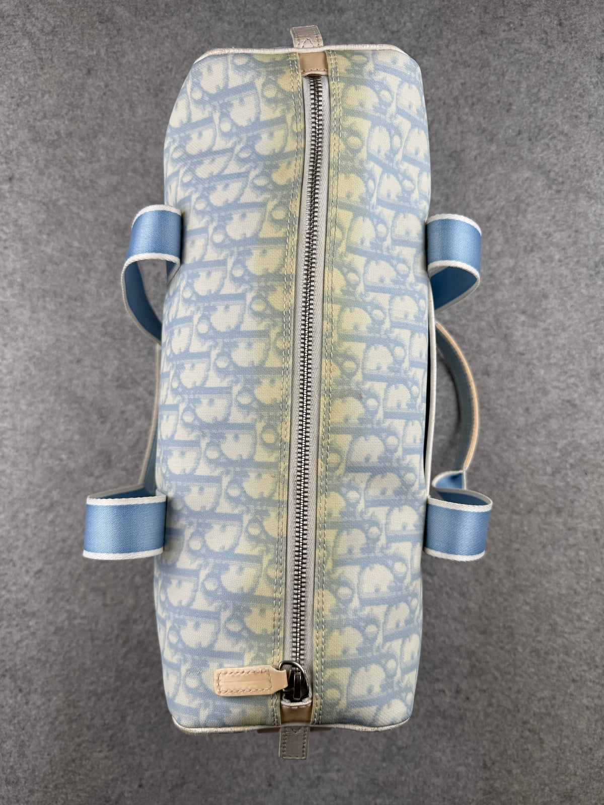 Women’s Christian Dior Trotter Canvas Boston Bag Light Blue