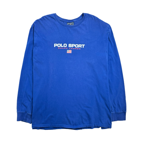 (XXL) Vintage Polo Sport Ralph Lauren L/S Tee Blue | Vintage Clothing Store Canada