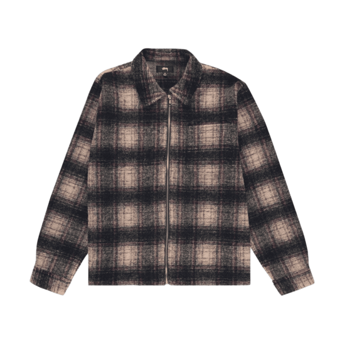 Stussy Wool Plaid Zip Long-Sleeve Shirt Lilac | Vitnage Clothing Store Canada
