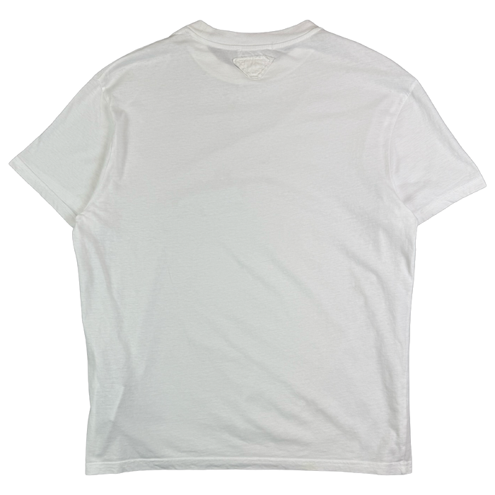 Prada Triangle Blank Logo Crew Tee White (USED) | Vitnage Clothing Store Canada
