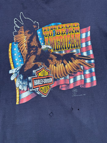 Vintage Harley Davidson Proud To Be American Tee Black