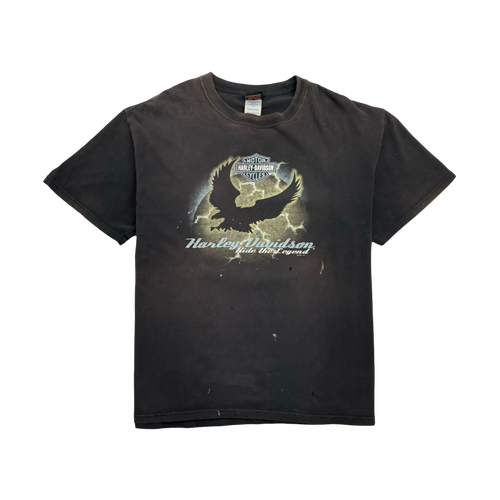 Vintage '07 Clare's Harley Davidson Tee Faded Black | Vintage Clothing Store Canada