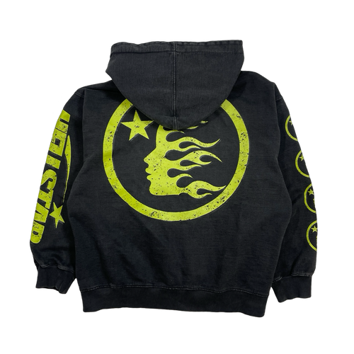 Hellstar Zip-Up Hoodie Washed Black/Green (USED) | Vintage Clothing Store Canada