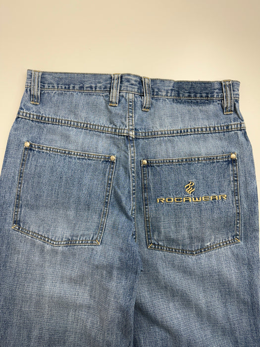 Rocawear Embroidered Logo Blue Denim Pants | Vitnage Clothing Store Canada