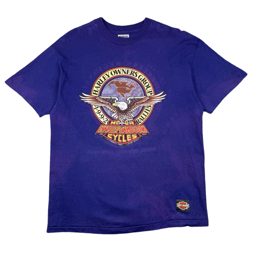 Vintage Harley Davidson Harley Owners Group Tee Purple | Vintage Clothing Store Canada