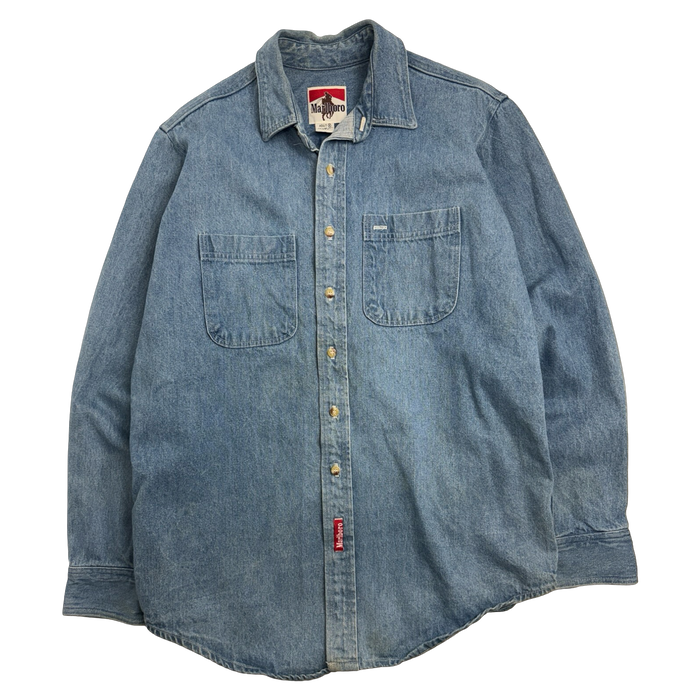 Vintage Marlboro Light Blue Denim Button Up | Vitnage Clothing Store Canada