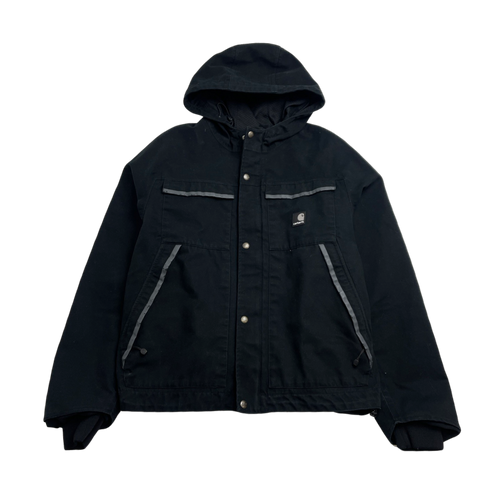 (M) Vintage Carhartt Hooded Button Up Jacket Black | Vintage Clothing Store Canada