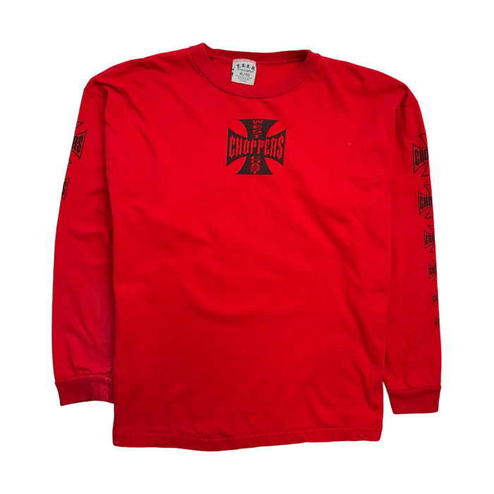 (L) Vintage 90s West Coast Choppers L/S Tee Red | Vitnage Clothing Store Canada