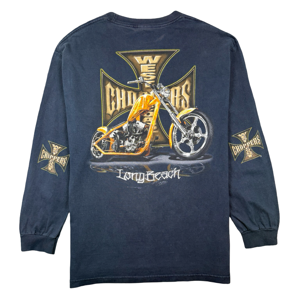 Vintage West Coast Choppers Bike Cross Sleeve L/S Tee Navy