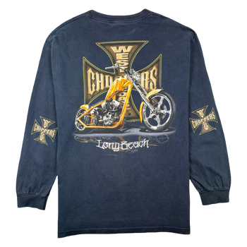 Vintage West Coast Choppers Bike Cross Sleeve L/S Tee Navy